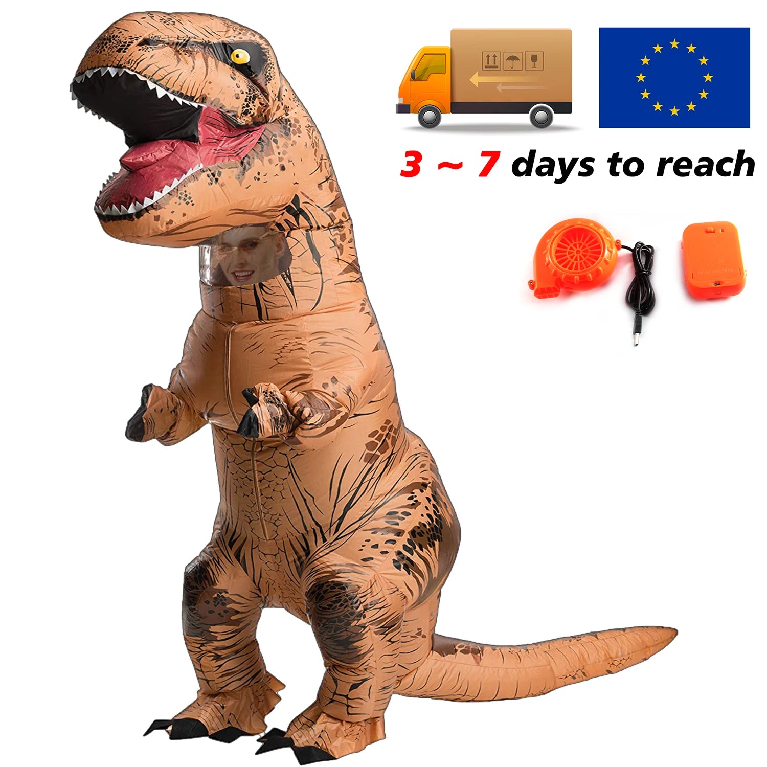 T-Rex Inflatable Dinosaur Costume – Tyrannosaurus Outfit for Kids & Adults, Halloween Party Cosplay