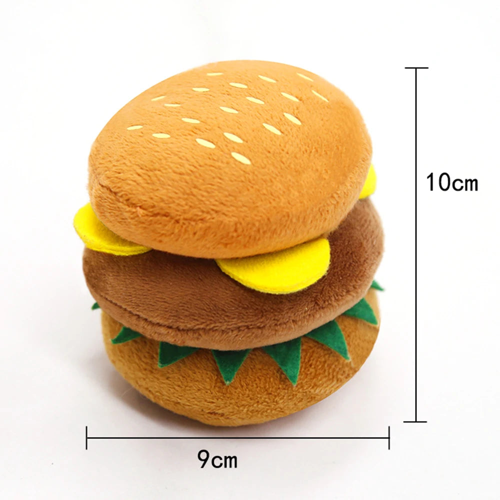 Funny Dog Chew Toy – Squeaky Plush Hamburger & French Fries for Puppies, Teething & Play