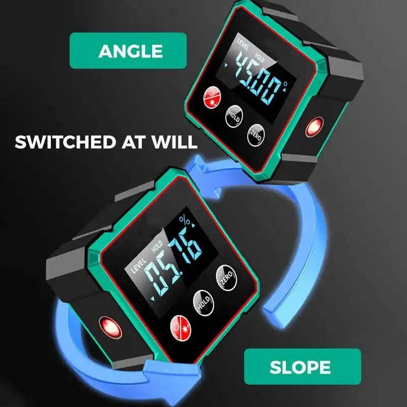 Magnetic Digital Angle Finder – Electronic Protractor with Laser, Inclinometer & Level, 0–90°