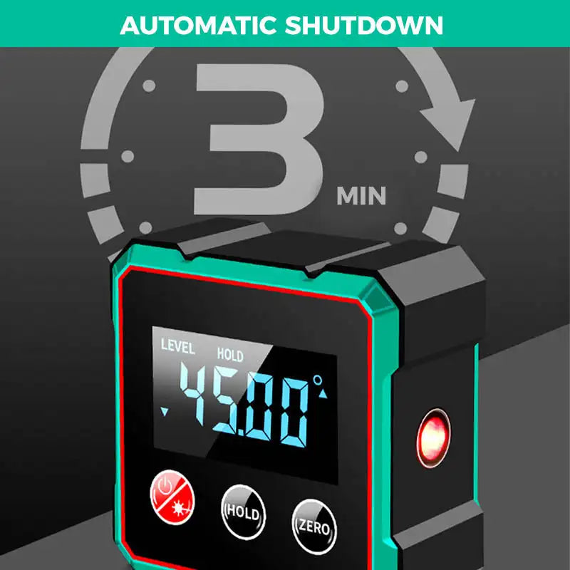 Magnetic Digital Angle Finder – Electronic Protractor with Laser, Inclinometer & Level, 0–90°