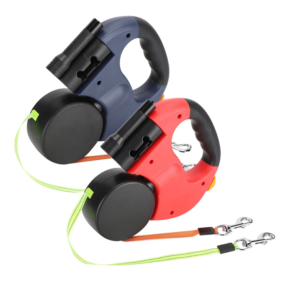 Automatic Retractable Pet Leash – Dual-Head Lead with LED Light for Dogs & Cats