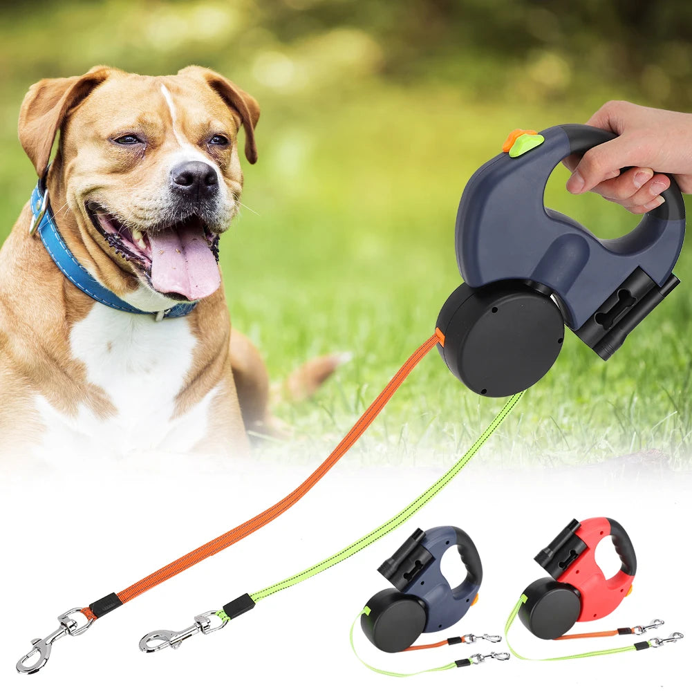 Automatic Retractable Pet Leash – Dual-Head Lead with LED Light for Dogs & Cats