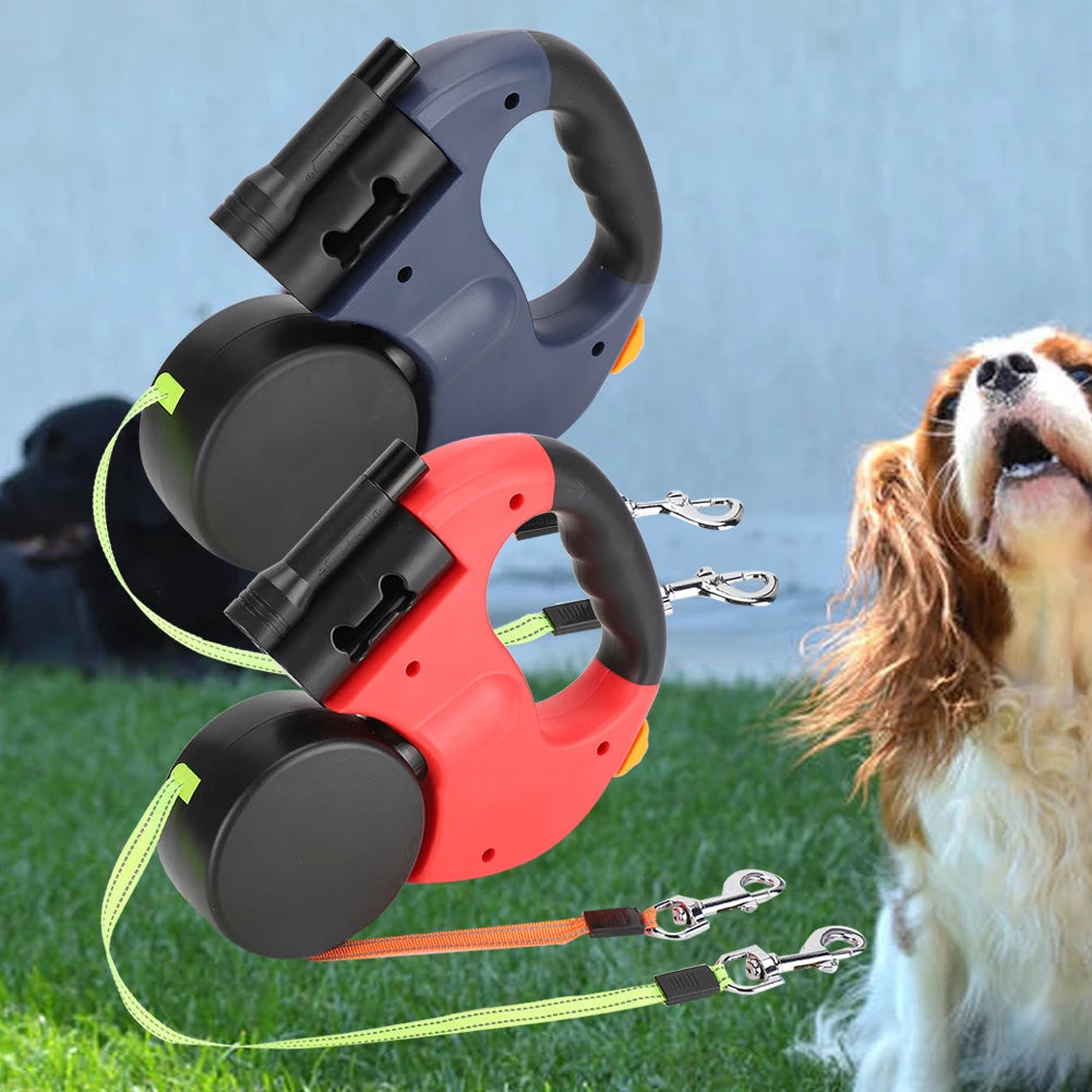 Automatic Retractable Pet Leash – Dual-Head Lead with LED Light for Dogs & Cats