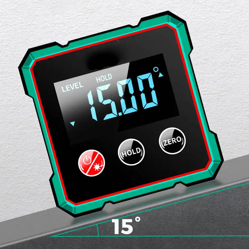Magnetic Digital Angle Finder – Electronic Protractor with Laser, Inclinometer & Level, 0–90°