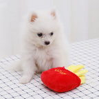 Funny Dog Chew Toy – Squeaky Plush Hamburger & French Fries for Puppies, Teething & Play