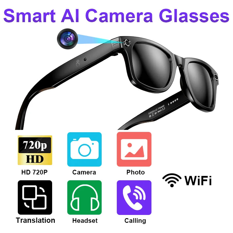 LIGE Smart Glasses – Bluetooth AI Camera Glasses with Music, Calls, Photo Capture & IP65 Waterproof