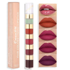 5-in-1 Matte Lipstick Set – Velvet Red Lip Tint, Non-Stick Lip Gloss & Lip Oil Combo