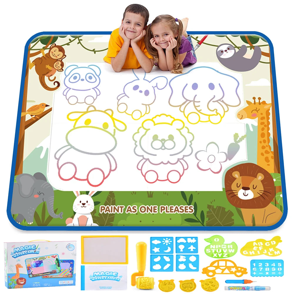 Magic Pens Water Doodle Mat Kids Painting Writing Color Doodle Drawing Mat Toy Bring Educational Toys for Girl Boy Toddler Gift