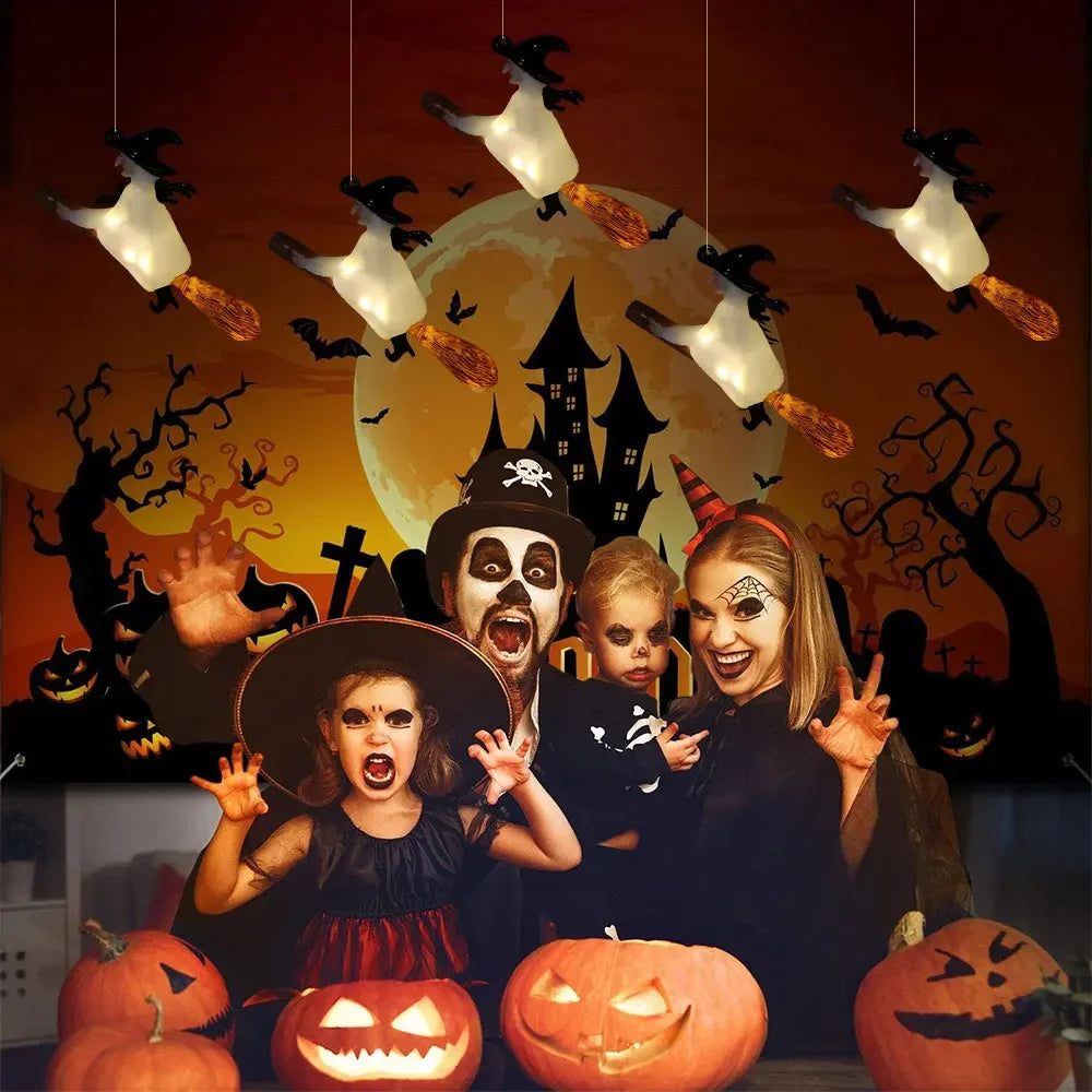 Floating LED Candles with Wand – Flameless Flickering Warm Light for Halloween & Party Decoration