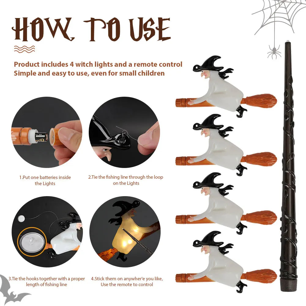 Floating LED Candles with Wand – Flameless Flickering Warm Light for Halloween & Party Decoration