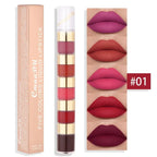 5-in-1 Matte Lipstick Set – Velvet Red Lip Tint, Non-Stick Lip Gloss & Lip Oil Combo