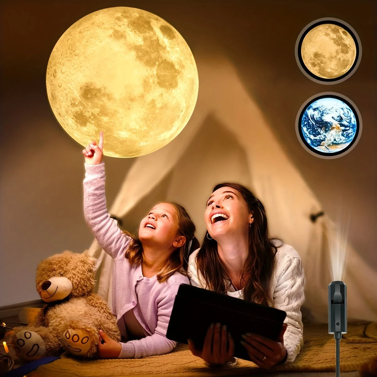 1pc USB Light Compatible With Laptop Moon Earth Projector Night Light USB Earth Projection Led Lamp Wall Wedding Ceiling Decor