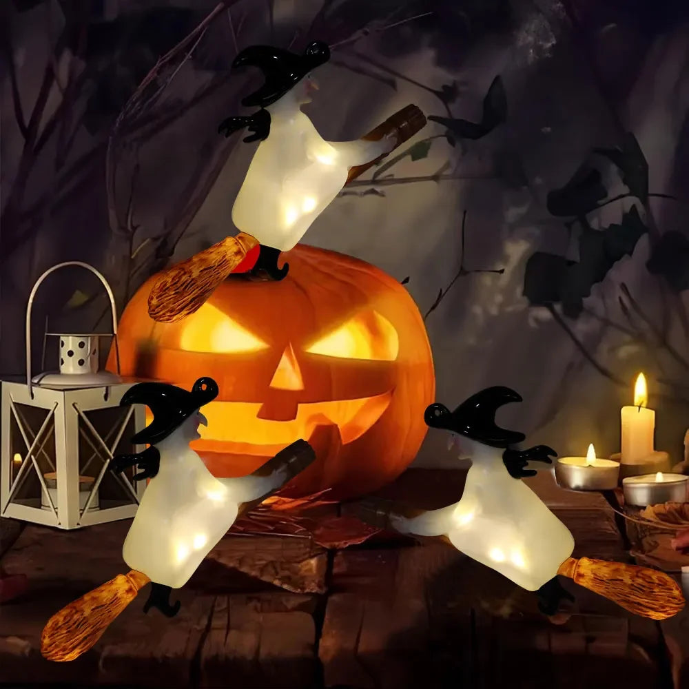 Floating LED Candles with Wand – Flameless Flickering Warm Light for Halloween & Party Decoration