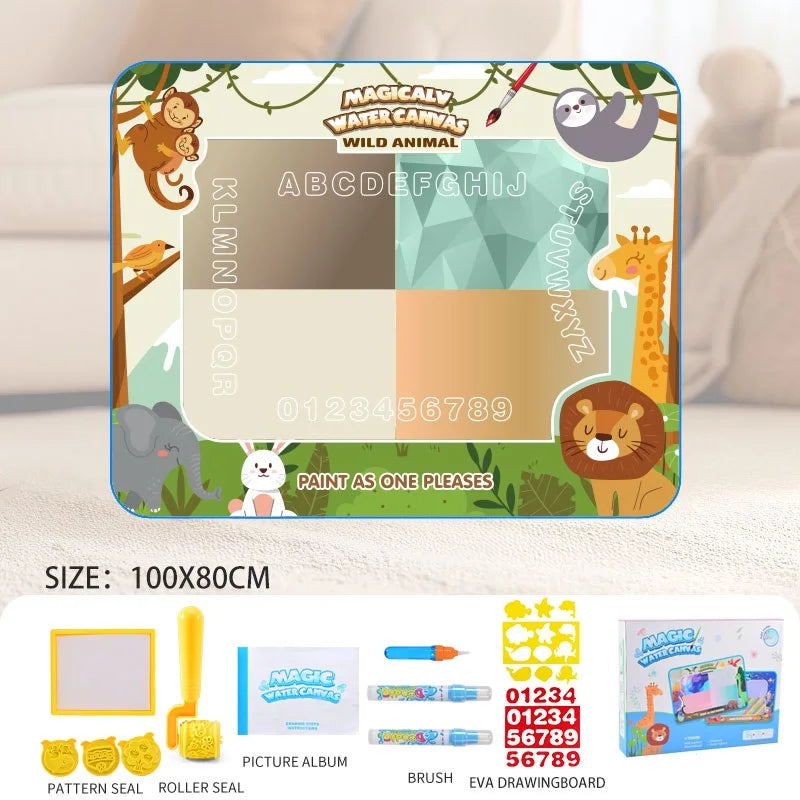 Magic Pens Water Doodle Mat Kids Painting Writing Color Doodle Drawing Mat Toy Bring Educational Toys for Girl Boy Toddler Gift