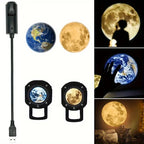 USB LED Projection Lamp – Moon & Earth Night Light for Laptop, Wall, Ceiling, Wedding & Room Decor