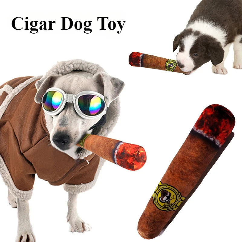 Pet Dog Simulation Plush Sound Resistant Chew and Grind Teeth Cigar Shaped Dog Toy