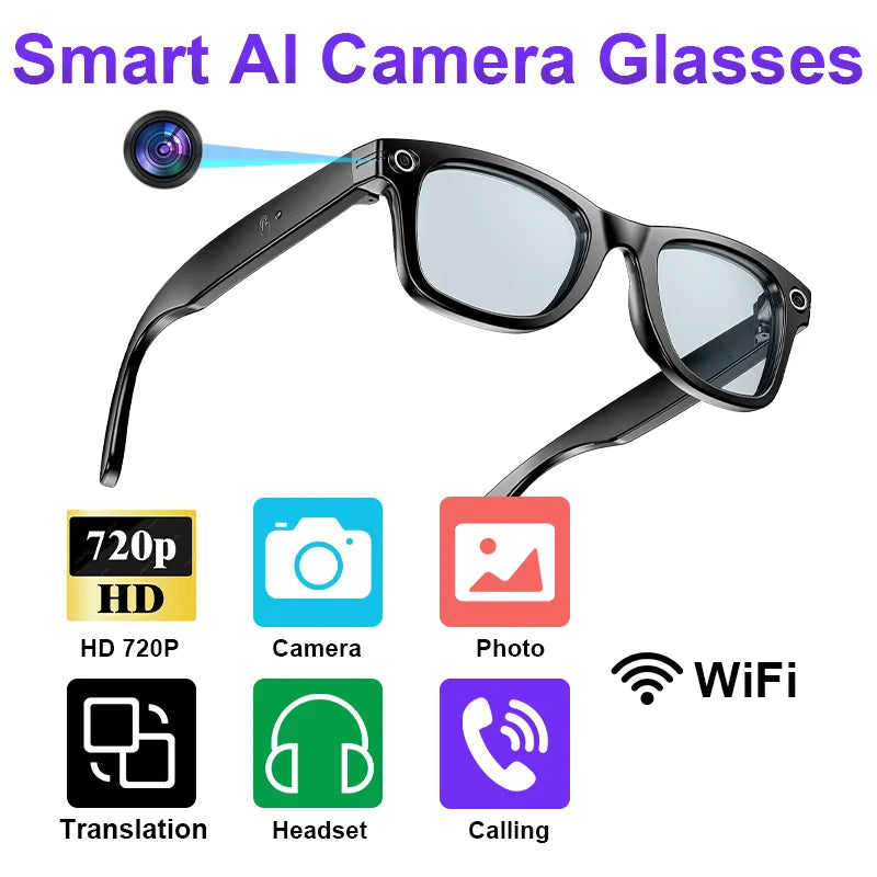LIGE Smart Glasses – Bluetooth AI Camera Glasses with Music, Calls, Photo Capture & IP65 Waterproof